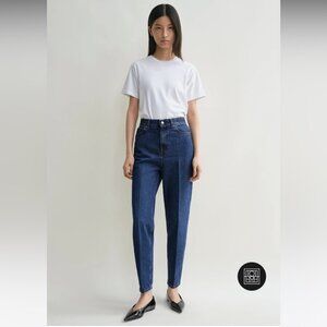 NWT Toteme Tapered Leg Dark Blue Mid Rise Denim Jeans size 25